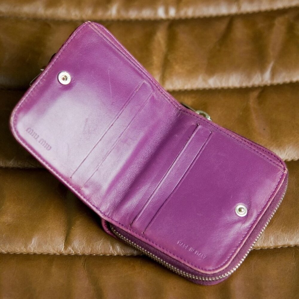 Authentic Miu Miu Pink/Fuchsia Compact Leather Wa… - image 4